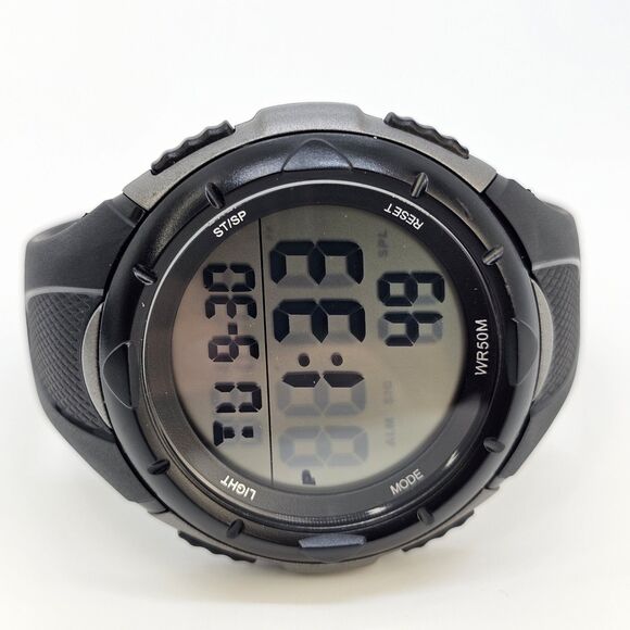 52MM Men's Digital Watch Black Plastic Band Straps New Battery - Picture 5 of 15